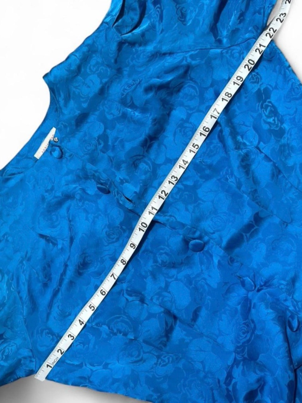 Vintage Adrianna Papell Electric Blue 100% Silk Floral Jacquard Midi Dress - Picture 7 of 8